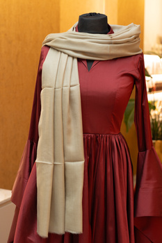 Paszmina kaszmirowa monocolor beż musztardowy